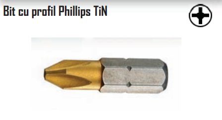 Bit cu profil Phillips TiN